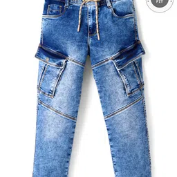 Ruff Denim Washed Full Length Jeans with Cut & Sew  Design-Royal Blue-picture-12