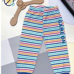 COCOON ORGANICS Cotton Game On Text Printed Striped Anti Microbial Pajama - Blue-image-82