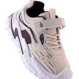 Pine Kids Sneaker Shoes With Velcro Closure & Tape Detailing - Beige-image-74