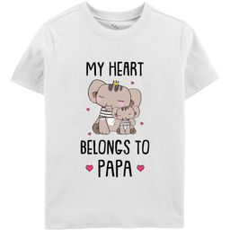 Zeezeezoo 100% Cotton Fathers Day Theme Half Sleeves My Heart Belongs To Papa Text Printed Tee - White-picture-30