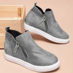 Shoetopia Colour Blocked Zipper Closure Shoes - Grey-image-28
