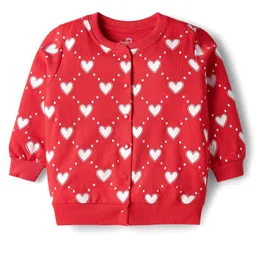Doodle Poodle 100% Cotton Knit Full Sleeves Sweatjacket With Heart Print - Dark Pink-picture-25