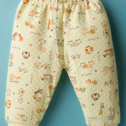 Tango Knit Full Length Fleece Pant with Animal Print - Light Yellow-picture-1