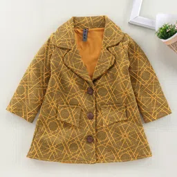 Enfance Full Sleeves Geometric Printed Blazer - Yellow-picture-41