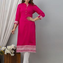 FrionKandy Women Solid Mandarin Collar Regular Straight Calf Length Kurta-image-97