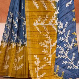 KALINI Tussar Kotha Batik Printed Block Print Saree image 4