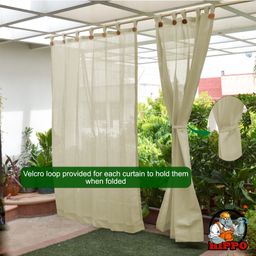 Hippo Loop Curtains with Sun Protection Pack of 2-Ivory - 4.5FTX7.5FT image 3