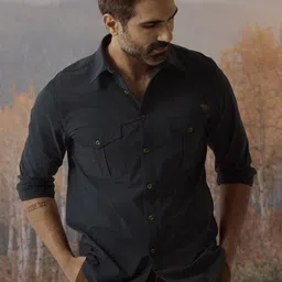 Andamen Casual Men Double Pocket With Mesh Yoke & Vent Detailing Regular Fit Shirt-image-99
