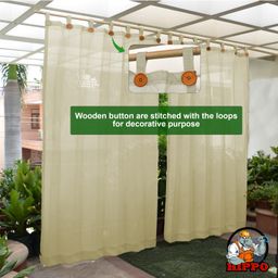 Hippo Loop Curtains with Sun Protection Pack of 2-Ivory - 4.5FTX7.5FT image 5