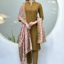 ZIRVI Women Regular Pure Silk Kurta with Trousers & With Dupatta-picture-47