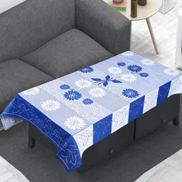LooMantha Blue and White Floral Anti-Skid Cotton 4-Seater Table Cover-10
