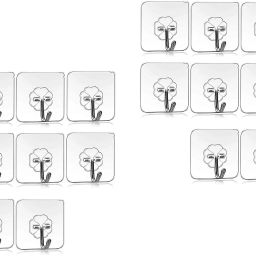 Set of 20 Wall Hooks Heavy Duty for Hanging 10KG (Max) Magic Stickers Hooks Seamless Transparent Adhesive Hooks for Hanging Keys Coats Hats Bags Ceiling Hook 20-28