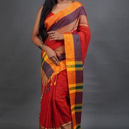 houseofcommon Solid/Plain Handloom Pure Cotton Saree-picture-41