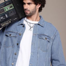 The Roadster Life Co. Oversized Pure Cotton Denim Trucker Jacket-40