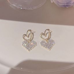 FIMBUL Gold-Plated Artificial Stones Studded Heart Shaped Drop Earrings-15