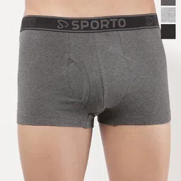 Sporto by Macho Pack Of 4 Super Combed Cotton Mid-Rise Short Trunks-picture-23