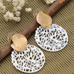 DressBerry Gold-Plated Circular Shaped Drop Earrings-13