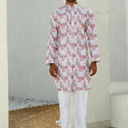 KRAFT INDIA Men Ethnic Motifs Embroidered Chikankari Kurta-25