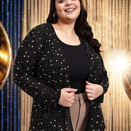 Wild U Plus Size Hand Embellished Shrug-16