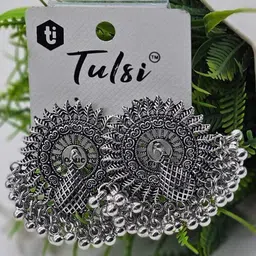 tulsi imitation Ghungroo Beaded Oxidised Contemporary Drop Earrings-25