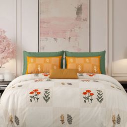 LIVING ROOTS Brown & Red Floral 210 TC King Bedsheet with 2 Pillow Covers-image-90