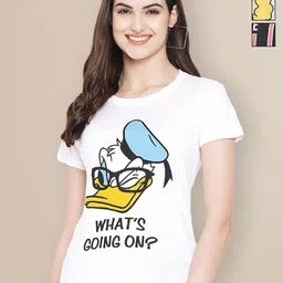 Metronaut Women Pack of 3 Donald Duck Typography Printed Round Neck Cotton T-shirts-image-95
