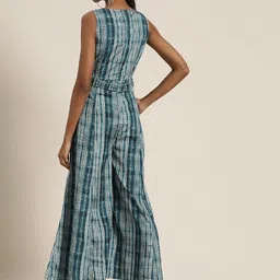 Shae by SASSAFRAS Teal & White Printed Basic Jumpsuit image 2