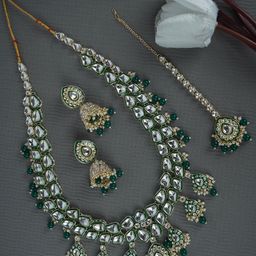 Divisha Gold-Plated Stone Studded & Beaded Jewellery Set-image-6