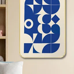 Aura Unisex Blue And Off White Abstract Wall Painting-0