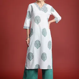 Indo Era Floral Printed Pure Cotton Kurta-picture-43