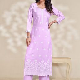 MOJILAA Women Ethnic Motifs Embroidered Regular Thread Work Kurta with Palazzos-picture-0