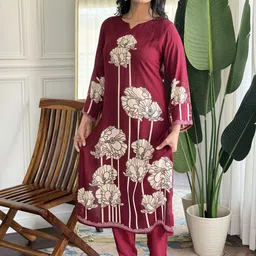 KOTRONS Women Floral Printed Kurta with Trousers & Dupatta-image-18