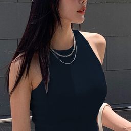 FERY LONDON Solid Slim Fit Crop Tank Top-image-45
