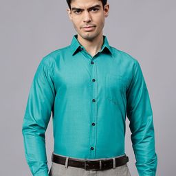 TrendiVastra Men India Slim Spread Collar Solid Cotton Slim Fit Formal Shirt-image-28