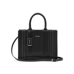 MIRAGGIO Black Glenn Satchel Bag with Detachable Strap for Women (L)-picture-35