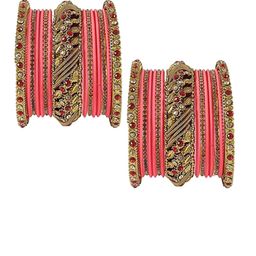 trylo fashion Set Of 30 Gold-Plated Stone Studded Bangles-image-139