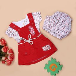 V-Mart Infants Girls Printed Cotton Dungarees-image-78