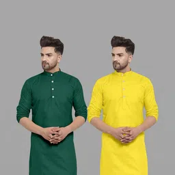 VS MALL Men Yellow Kurtas-image-59