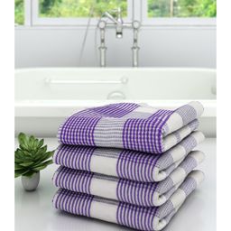 Athom Living 100% Premium Cotton Bath Towel Pin Stripes Print Pack Of 4 - Purple-image-39