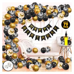 Zyozi Metallic Birthday Decor Kit Multicolour - Pack of 79-image-92