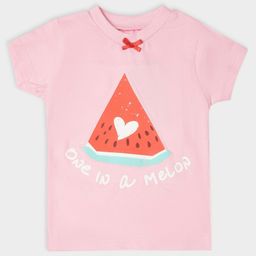 Mi Arcus Short Sleeves One In A Melon Chest Printed Tee - Pink-image-26
