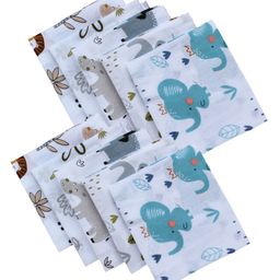 Trance Home Linen Super Soft 100% Cotton Thin Malmal Face Towels Reusable Hygiene Wash Cloth Napkin for New Babies Soft Hankies for Children  - Pack of 10 pcs-8