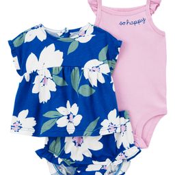 Carter's Baby 3-Piece Floral Little Short Set- Blue-image-8