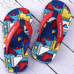 Pine Kids Slip On Flip Flops with Abstract Print - Red Blue & Yellow-picture-19
