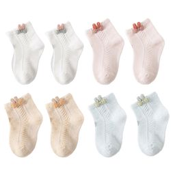 SYGA Set of 4 Cotton Solid Socks - White &Pink &Khaki &Green-34