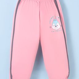 Tango Single Jersey Knit Full Length Lounge Pant with Text Print - Pink-picture-3