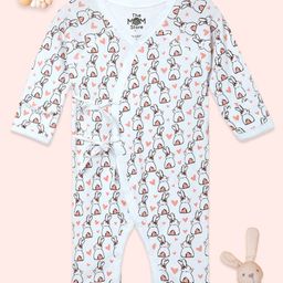 The Mom Store Cotton Full Sleeves Rabbits Printed Romper - White-image-21
