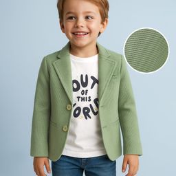 Babyhug Knit Full Sleeves Solid Blazer With Printed T-Shirt - Mint-image-93