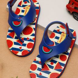 ONYC Watermelon Designed & Striped Flip Flops With Velcro Closure - Navy Blue-image-43