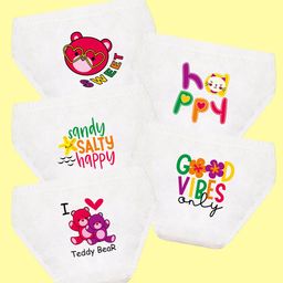 NUSYL Cotton Pack Of 5 Typography Printed Panties - White-image-92